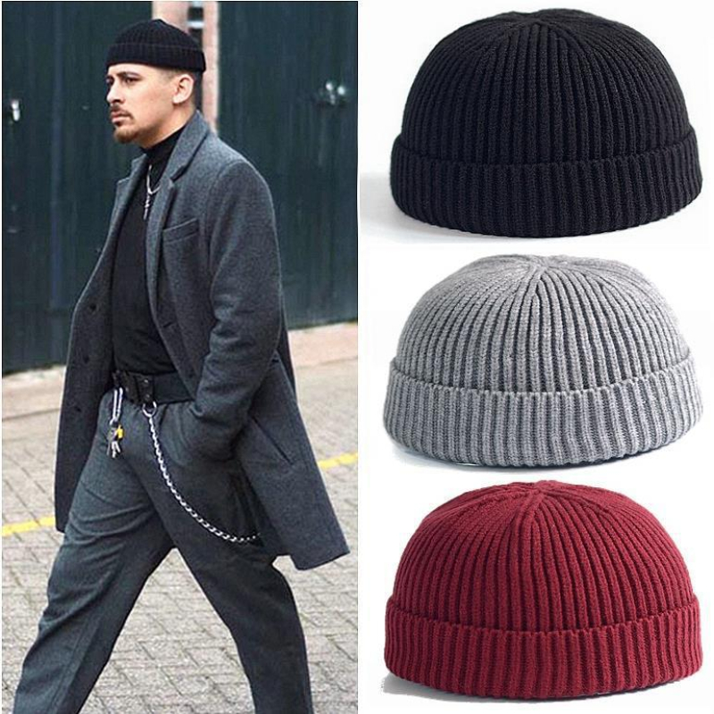 Beanie Cuffed Knit - قبعة شتوية محبوكة دافئة للرياضات الخارجية،