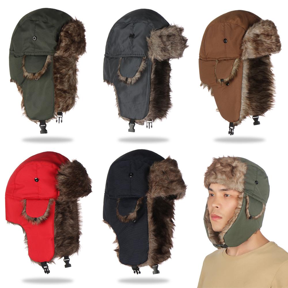 Winter Trapper Hat - الشتاء الدافئ الفراء إيرفلاب قبعة تزلج