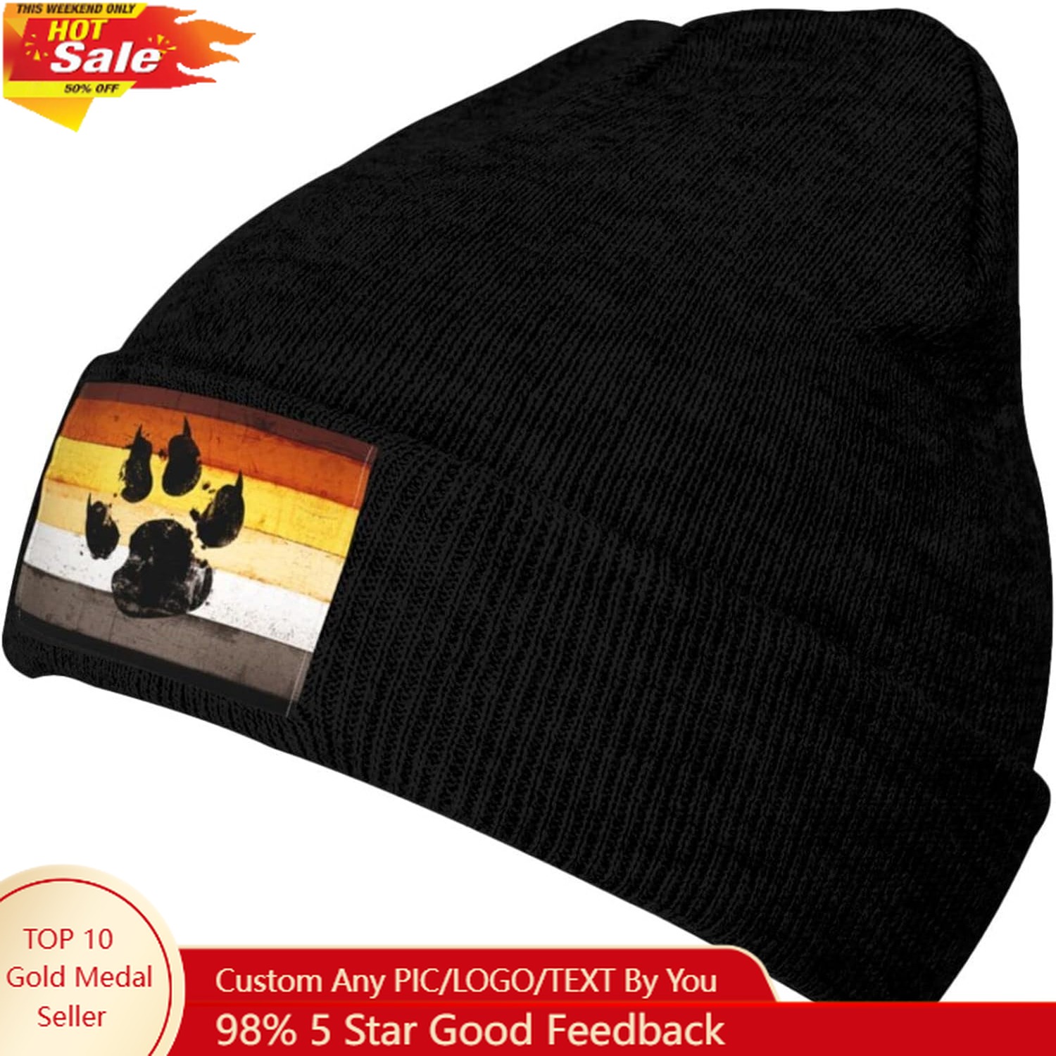 Beanie Cuffed Knit - مثلي الجنس العلم الدب باو LGBT