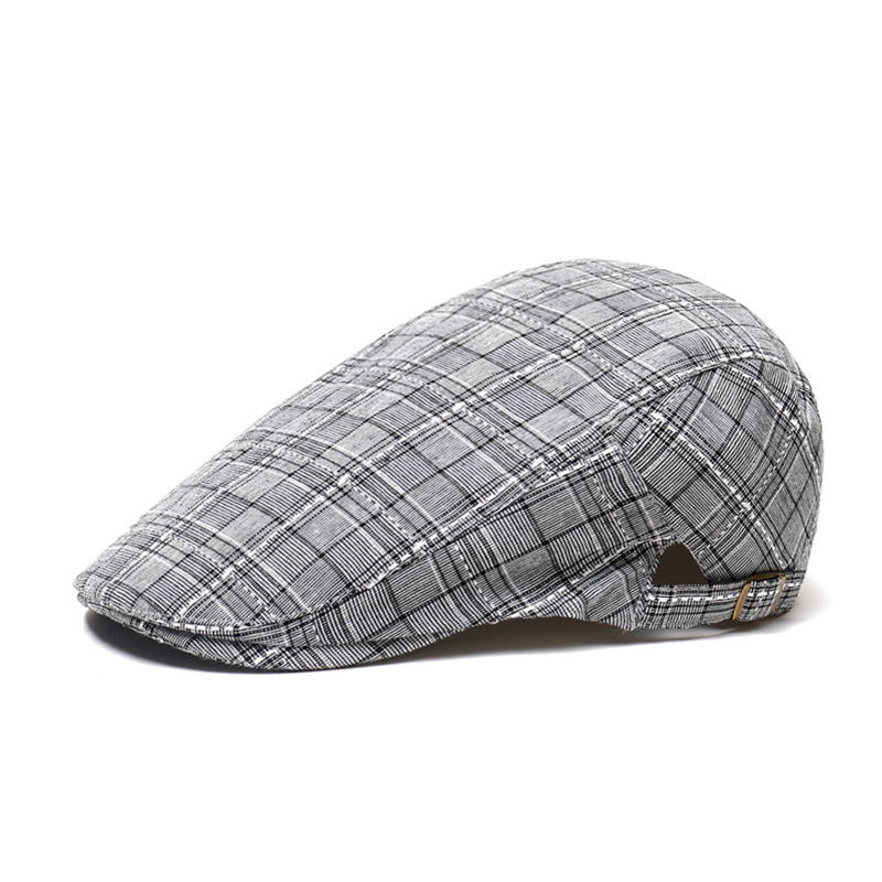 Newsboy Cap Ivy - قبعة بيريه قطنية للجنسين بنقشة مربعات