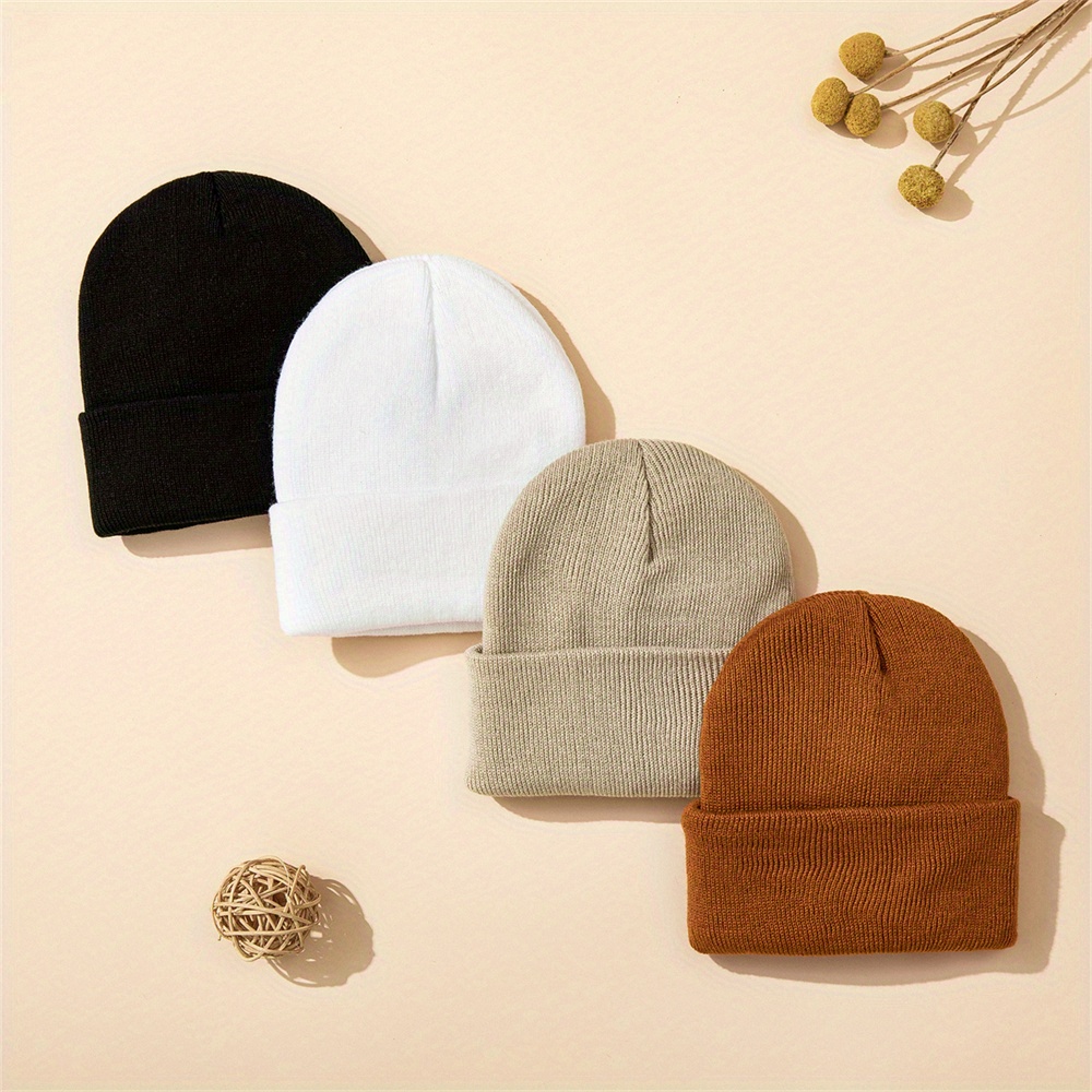 Beanie Cuffed Knit - 4 قطع قبعة أطفال متماسكة قبعة