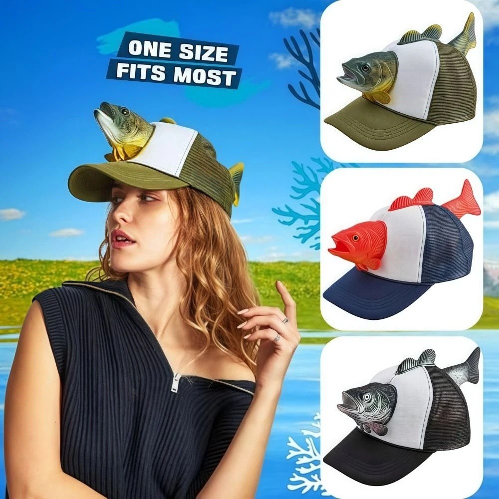 قبعة تروكر مضحكة بتصميم سمكة ث - مراجعة Trucker Cap Mesh وسعره