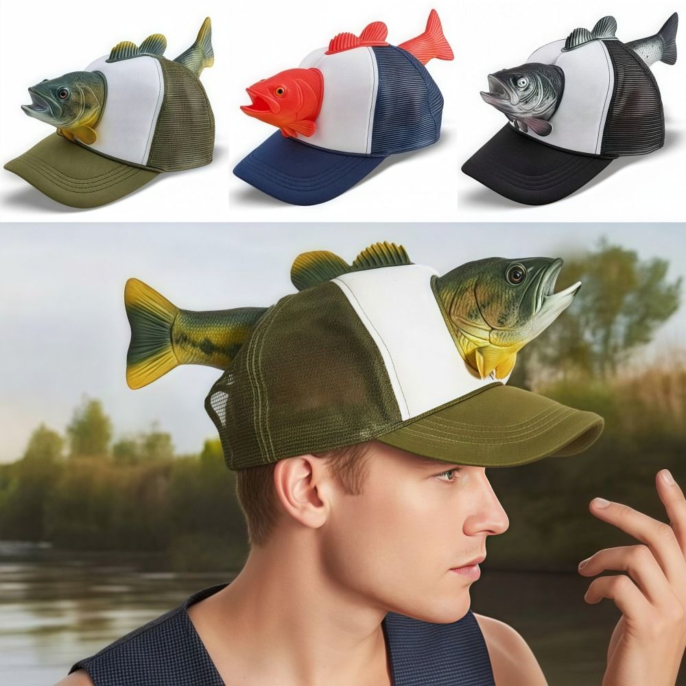 قبعة بيسبول مضحكة بتصميم سمكة  - مراجعة Trucker Cap Mesh وسعره