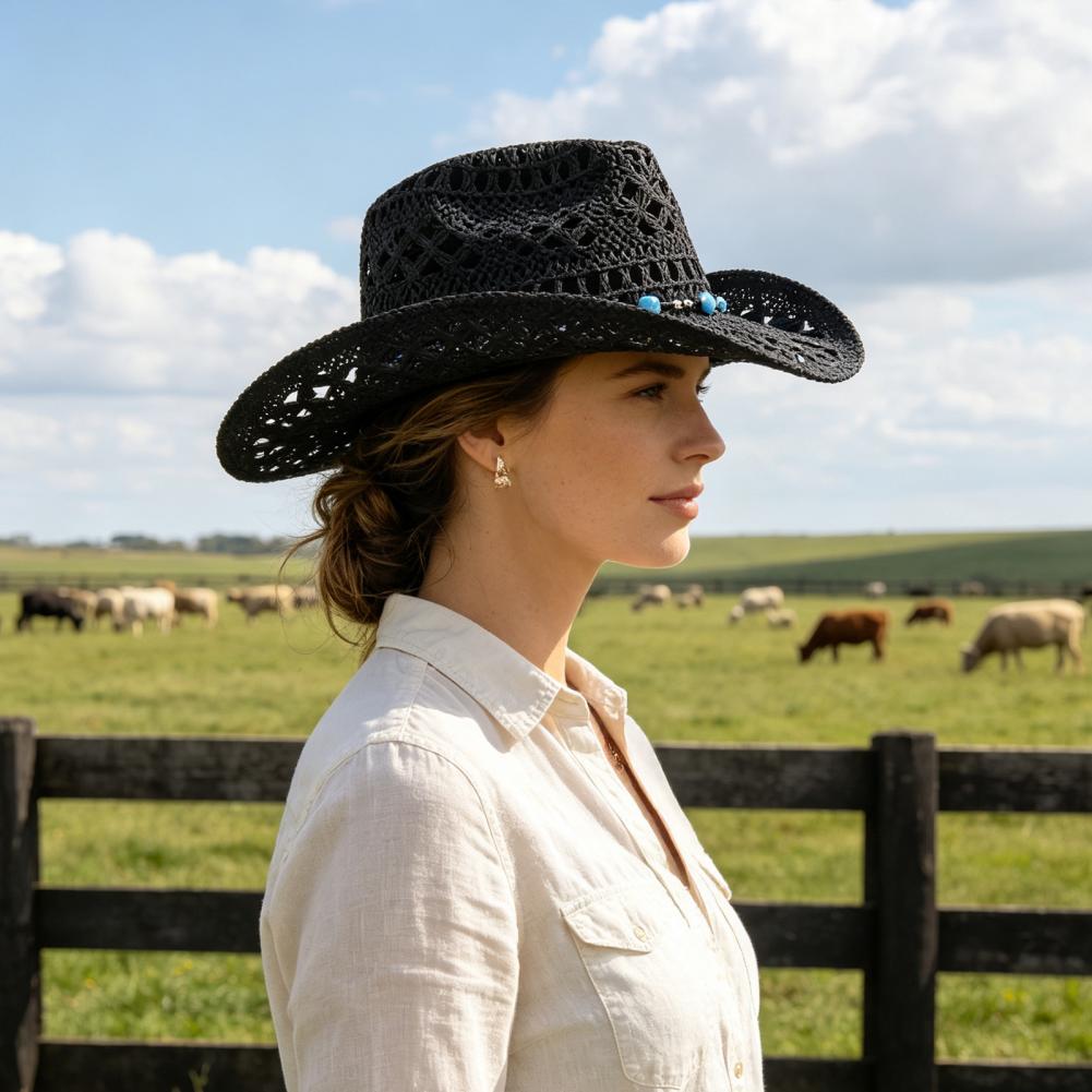 قبعة رعاة البقر واسعة الحواف،  - مراجعة Cowboy Hat Straw وسعره