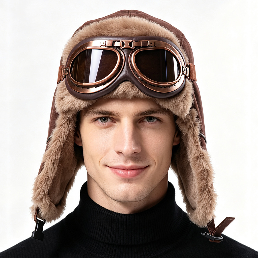 قبعة طيار كلاسيكية مع نظارات و - مراجعة Winter Trapper Hat وسعره