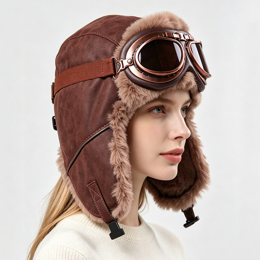 قبعة طيار كلاسيكية مع نظارات و - مراجعة Winter Trapper Hat وسعره